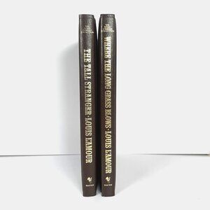 2 Louis L'Amour - The Tall Stranger & Where The Long Grass Blows Leatherette HB